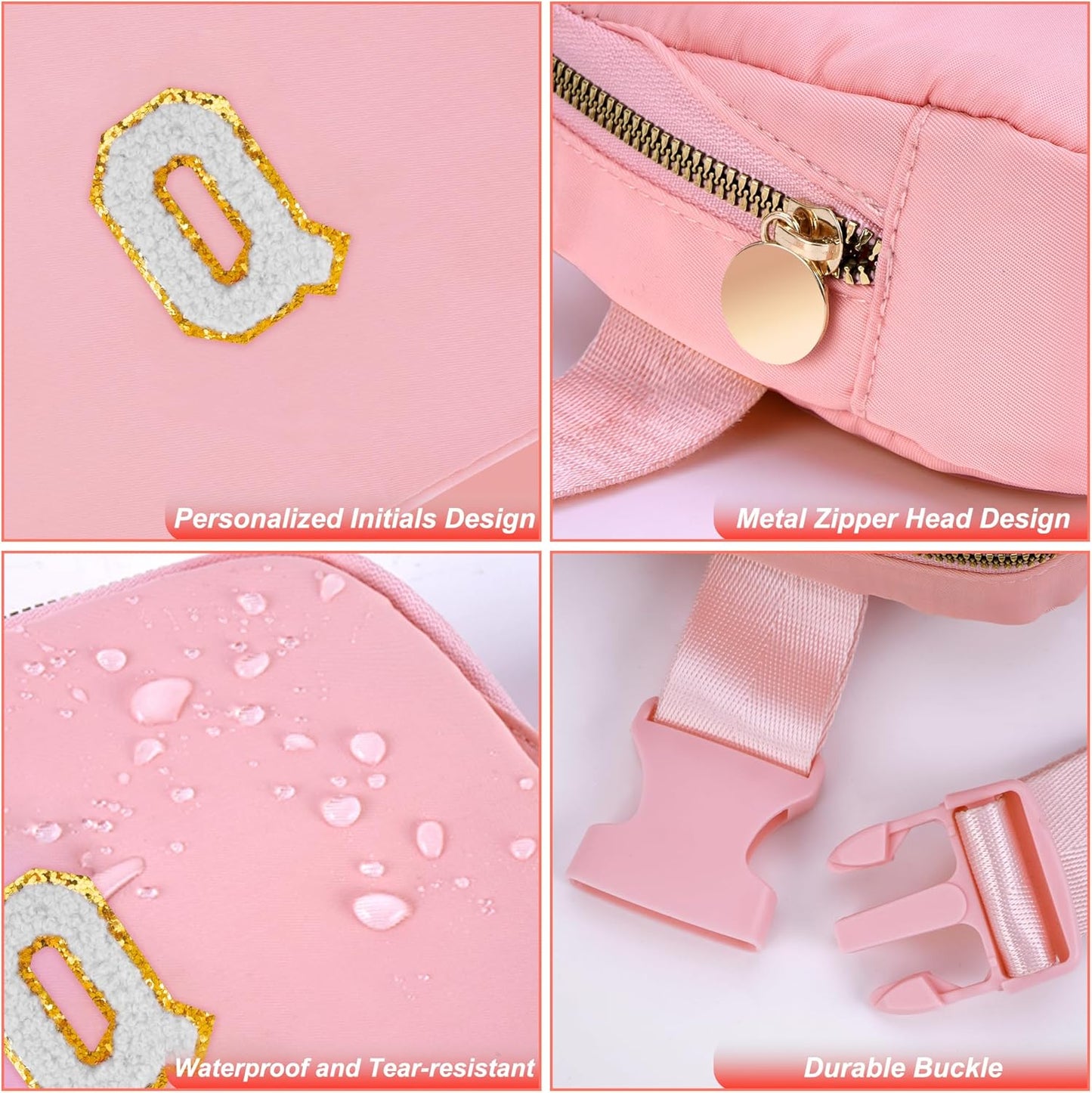 Belt Bag Crossbody Bags for Girls Women - Gifts for 8 9 10 11 12 13 Year Old Girl - Teen Birthday Gifts - Small Waist Packs Trendy Kids Fanny Pack - Initial White Q,Pink Bag