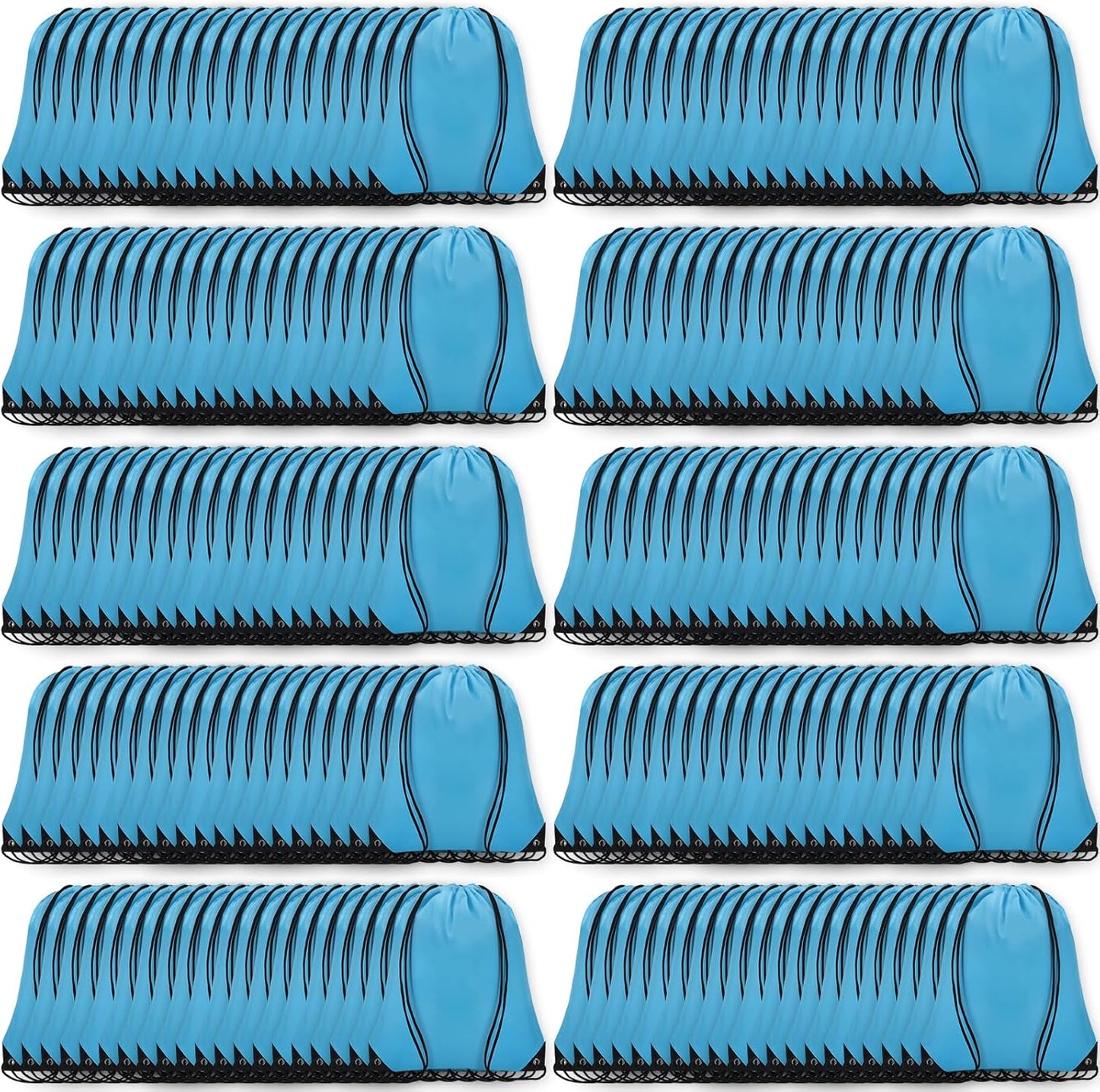 200Pcs Drawstring Backpack Bulk Cinch Sackpack Drawstring Bags Nylon for Gym Party Trip(Sky Blue)