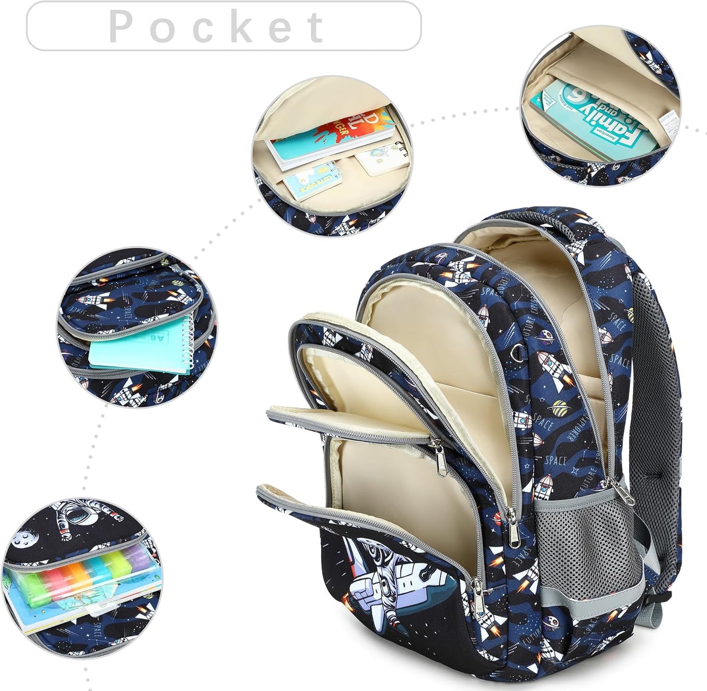 abshoo Cute Astronaut School Backpack For Boys Elementary Kindergarten Kids School Bag (Astronaut Navy Black)