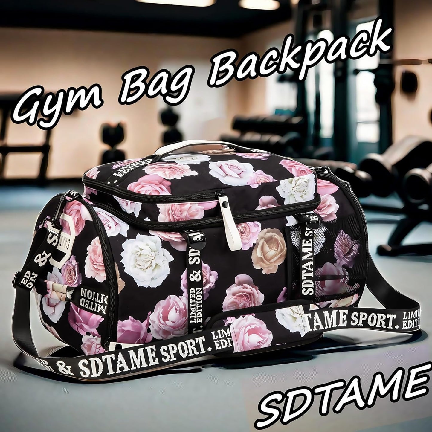 Gym Duffle Bag Backpack with Shoe Compartment,4 ways Travel Backpack for Women and Men,Multi-Functional Weekender bag with Waterproof Layer&Laptop Compartment for Fitness, Travel,Camping