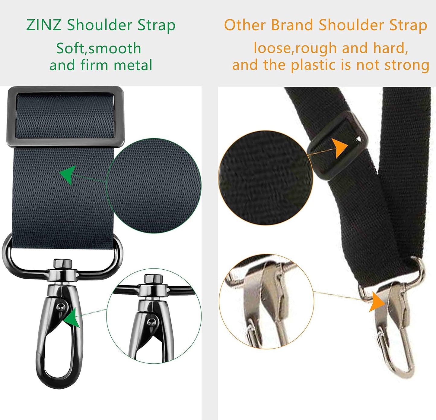 ZINZ Shoulder Strap 58" Ultra-Thick Fixed Padded and Adjustable Buckles Crossbody Strap for Briefcase Laptop Bag Luggage