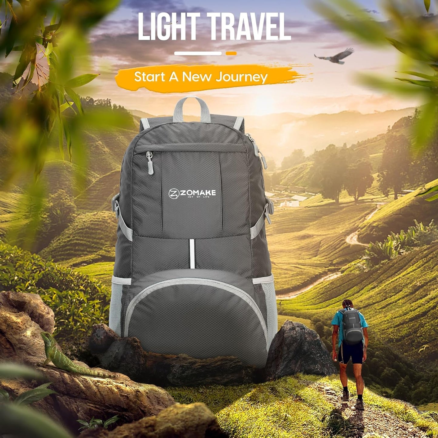 ZOMAKE Lightweight Packable Backpack 35L, Light Foldable Backpacks Water Resistant Collapsible