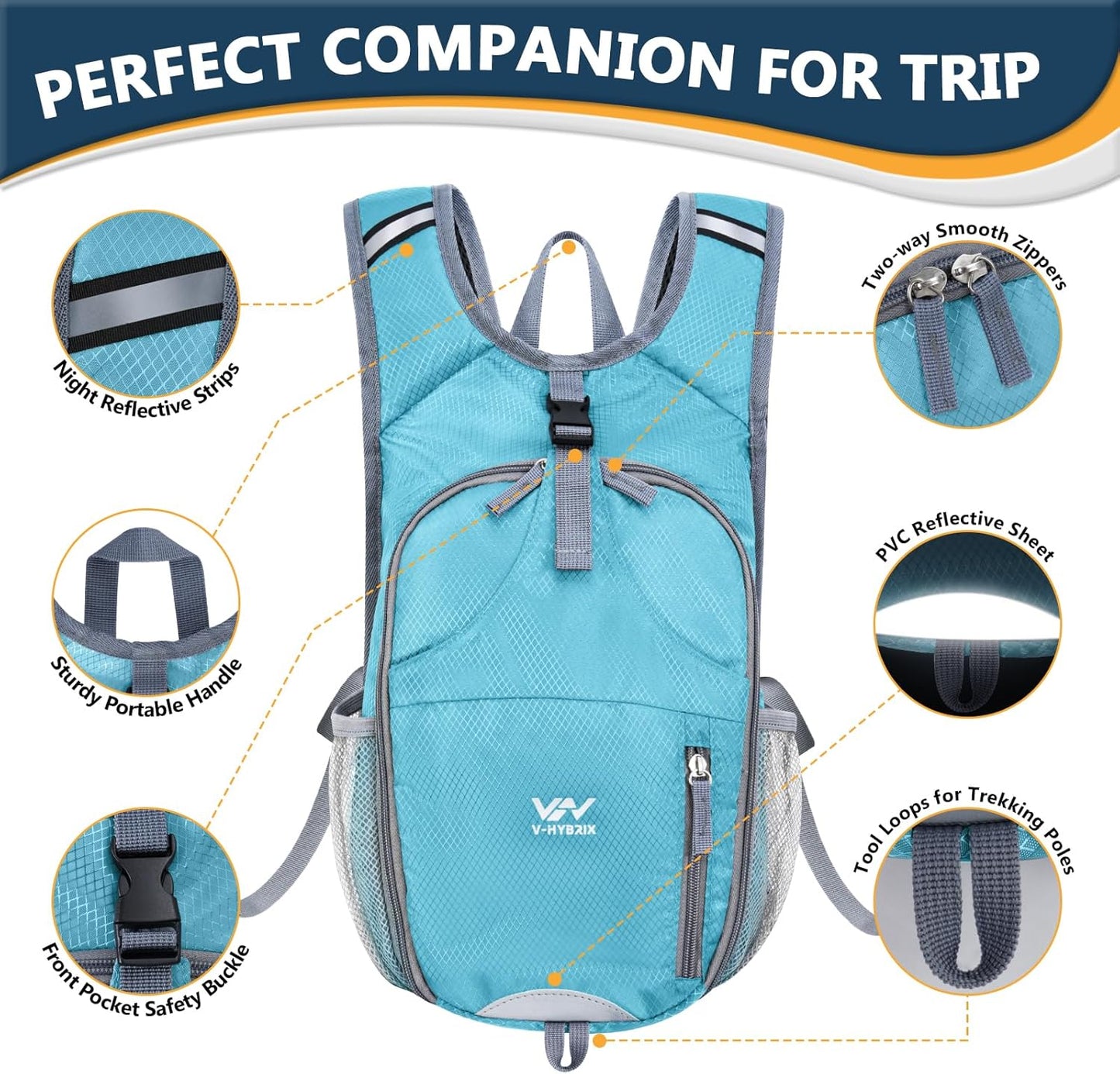 15L Foldable Hiking Backpack,Lightweight Packable Waterproof Machine Washable Daypack with Chest