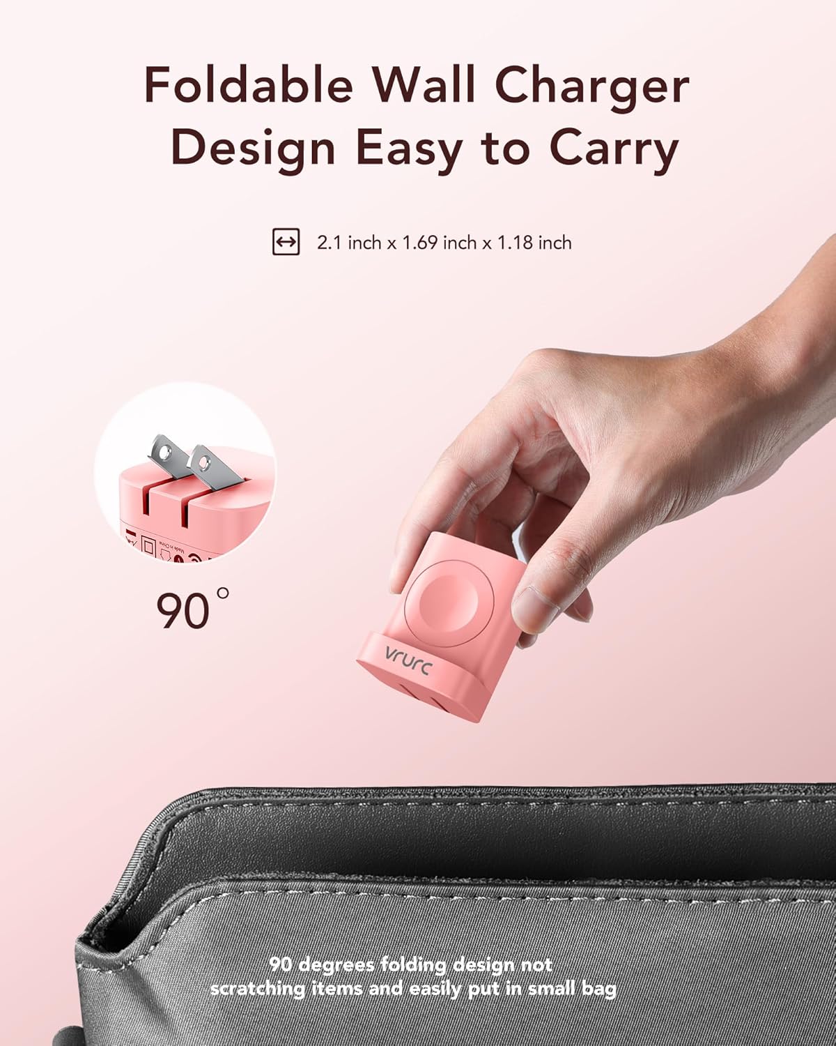 VRURC for Apple Watch Charger, PD 20W Fast Charging Block with Foldable Plug, USB C Wall Charger