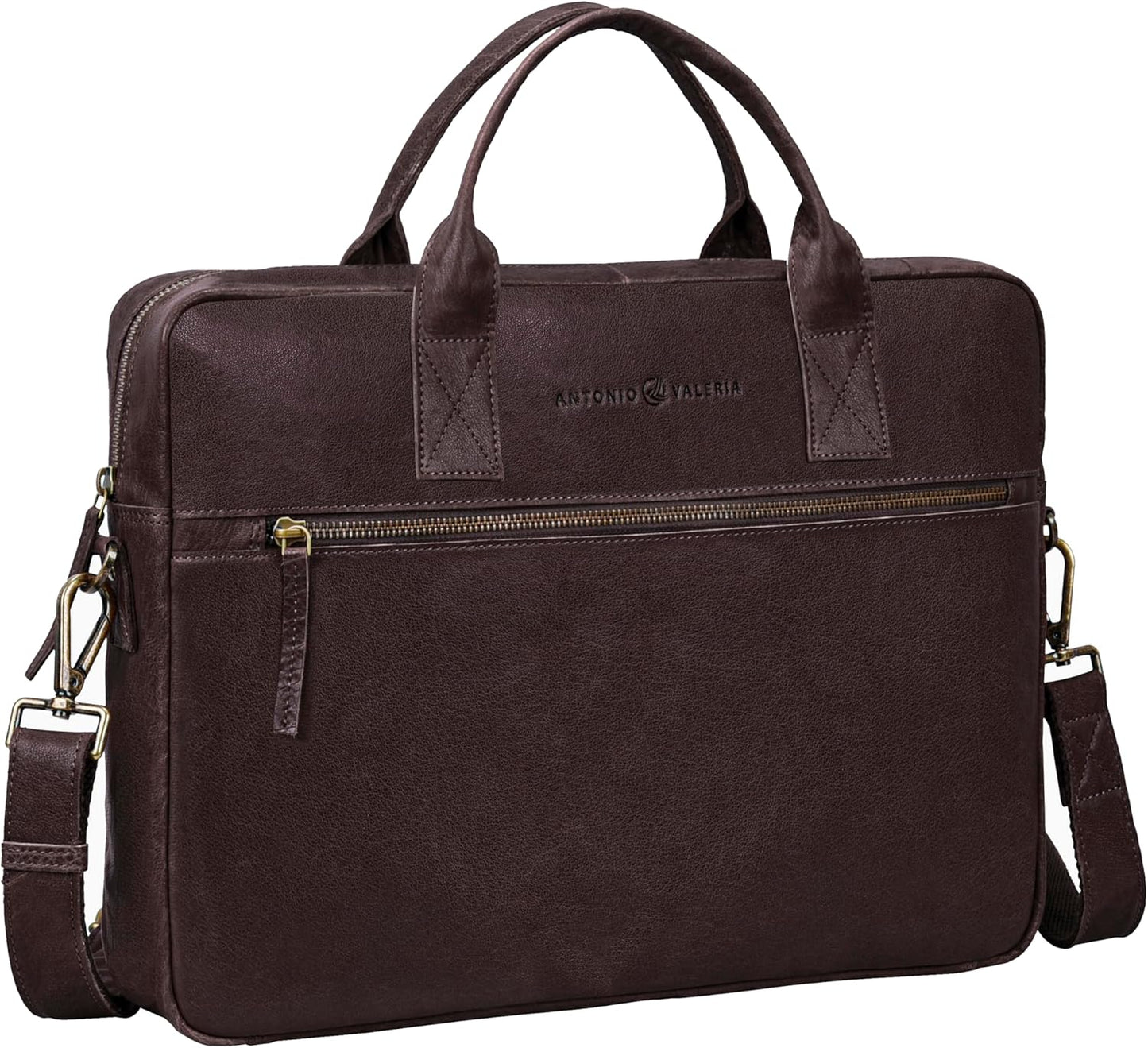 ANTONIO VALERIA Andy Washed Leather Laptop Messenger Bag for Men