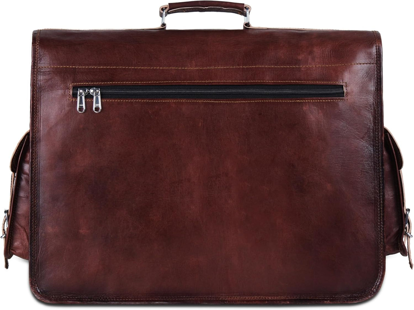 Brown Leather Messenger Bag For Men 18 Inch Big Women Shoulder Cross Body Brown Laptop Computer Briefcase Bag - Best Vintage Look