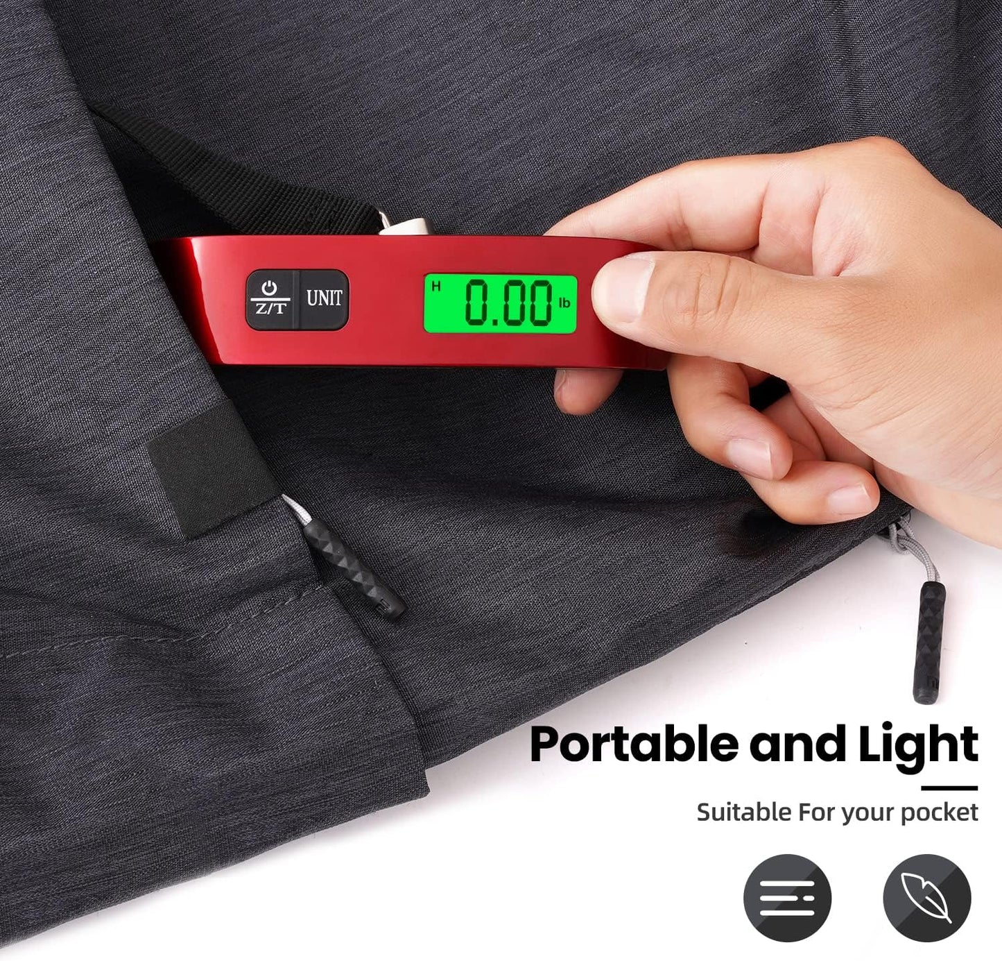 BAGAIL Digital Luggage Scale, 110lbs Hanging Baggage Scale with Backlit LCD Display, Portable Suitcase Weighing Scale, Travel Luggage Weight Scale with Hook, Strong Straps for Travelers