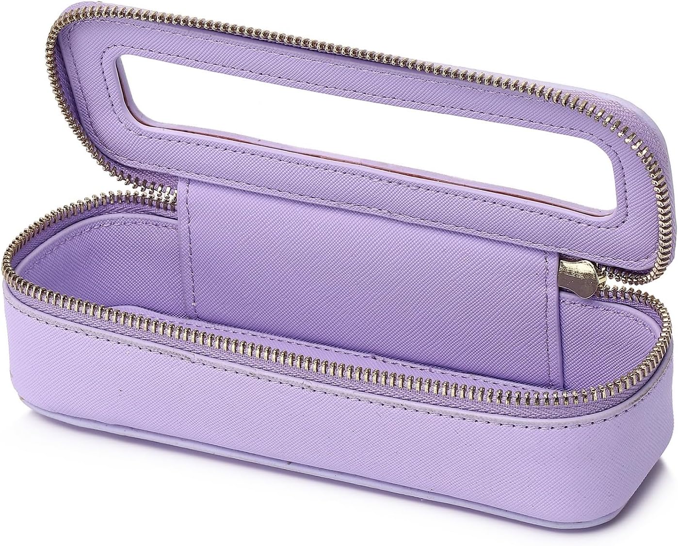 Makeup Brush Bag Slim Clear Makeup Bag Travel Cosmetic Case and Brush Holder Waterproof Toiletry Makeup Bag with Zipper Purse Organizer for Women (Purple, Slim)