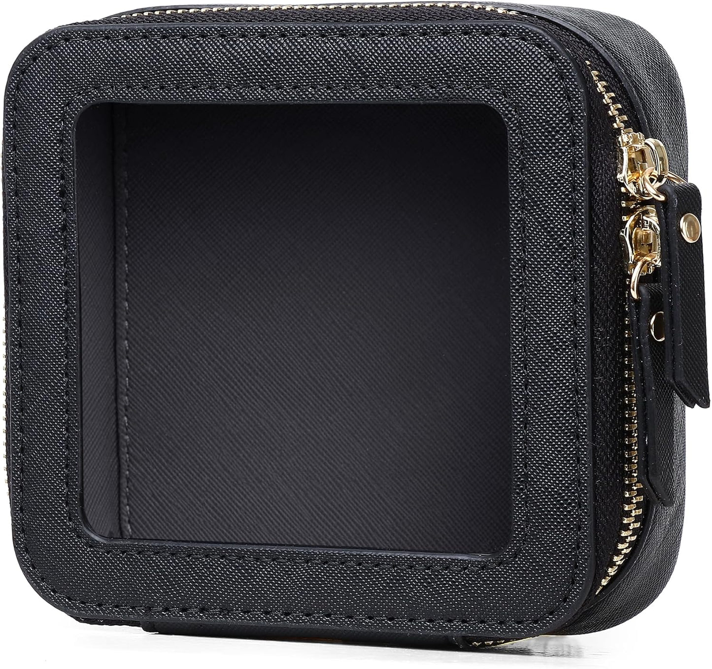 Small Clear Makeup Bag for Women Mini Cosmetic Bag Travel Toiletry Bag Purse Organizer with Zipper Car Essentials (Black, Mini)