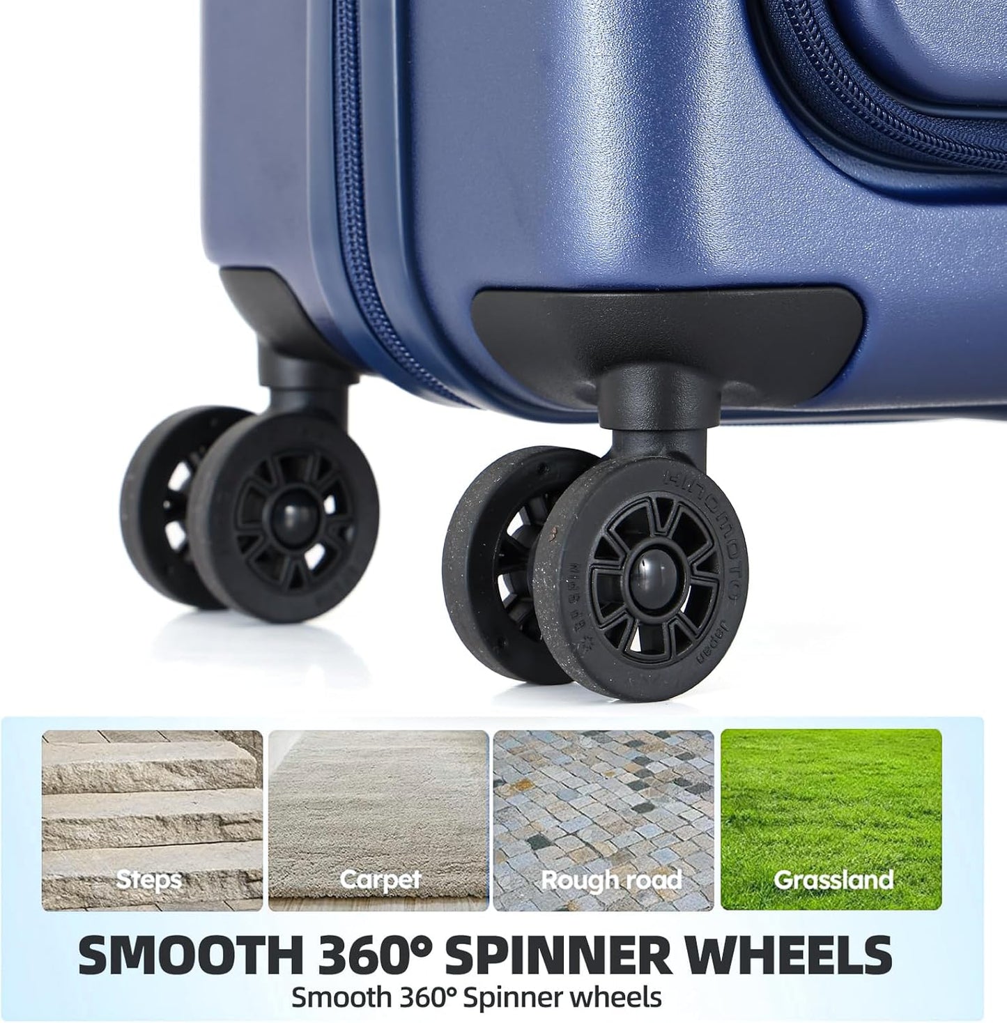 Carry On Luggage, 20 Inch Top Opening Aluminum Frame Lightweight Airline Approved ABS+PC Hard Shell Suitcases with Silent Wheels, TSA Lock, Front Pocket & Wet-dry Separated Six-piece Set (Dark Blue)