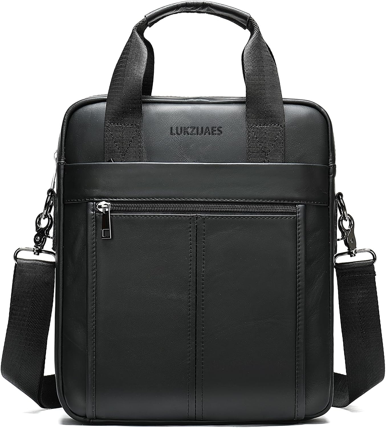 LUKZIJAES Genuine Leather Shoulder Messenger Bag for Men Adjustable Shoulders Sling Crossbody Bags