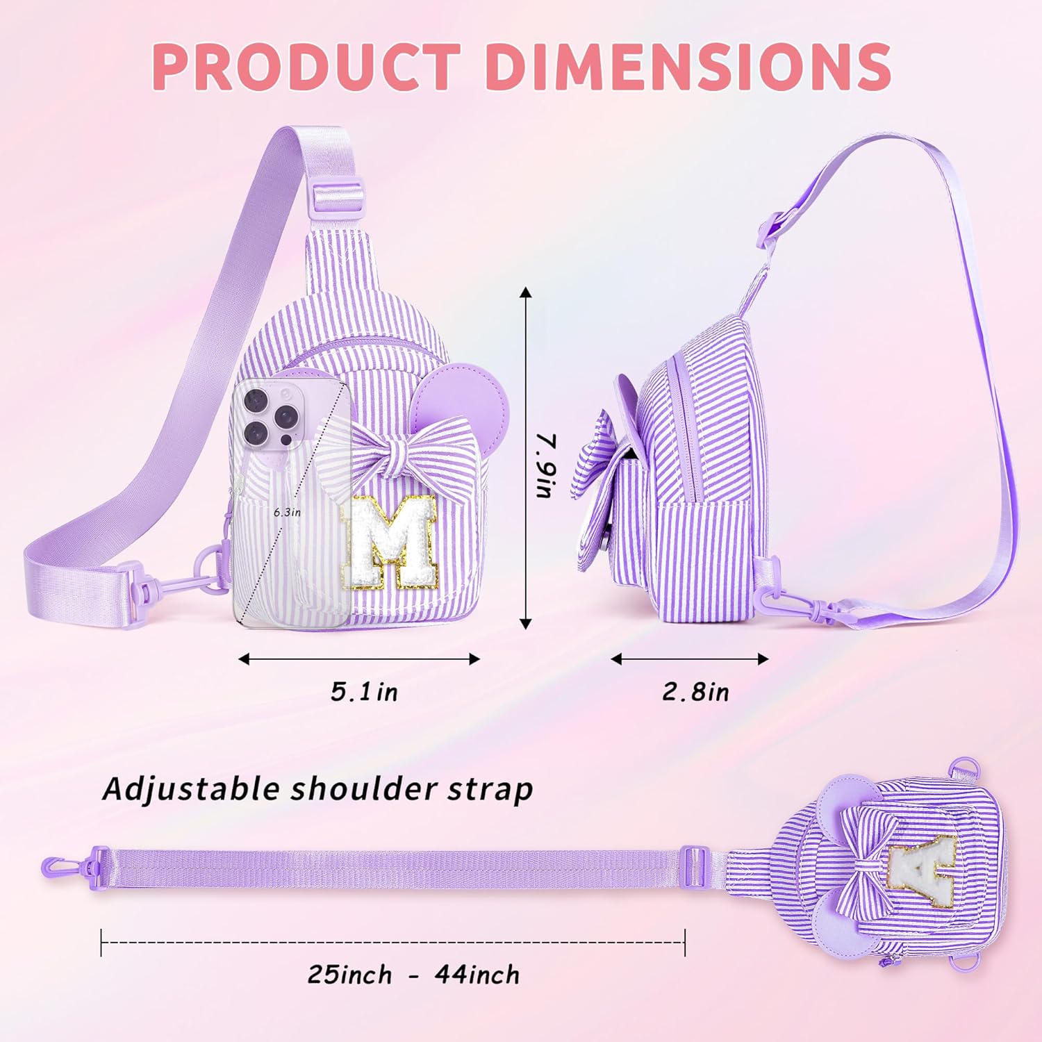YOOLIFE Crossbody Bags for Girl Kid, Girls Kids Birthday Gifts Monogram Sling Bags for Kid Girls