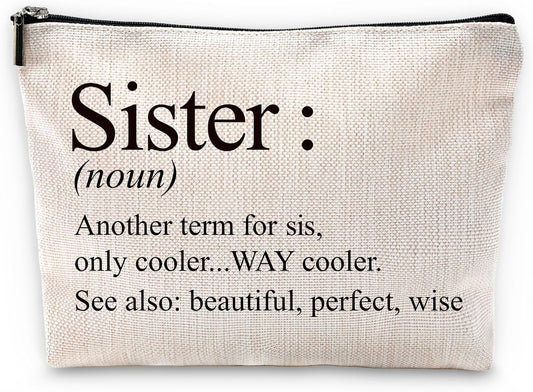 Sufamb Sister Gifts Makeup Bag, Best Sister Gifts for Mother's Day Birthday Cosmetic Bags, Sisters Gift Portable Small Toiletry Bag Zipper Makeup Pouch