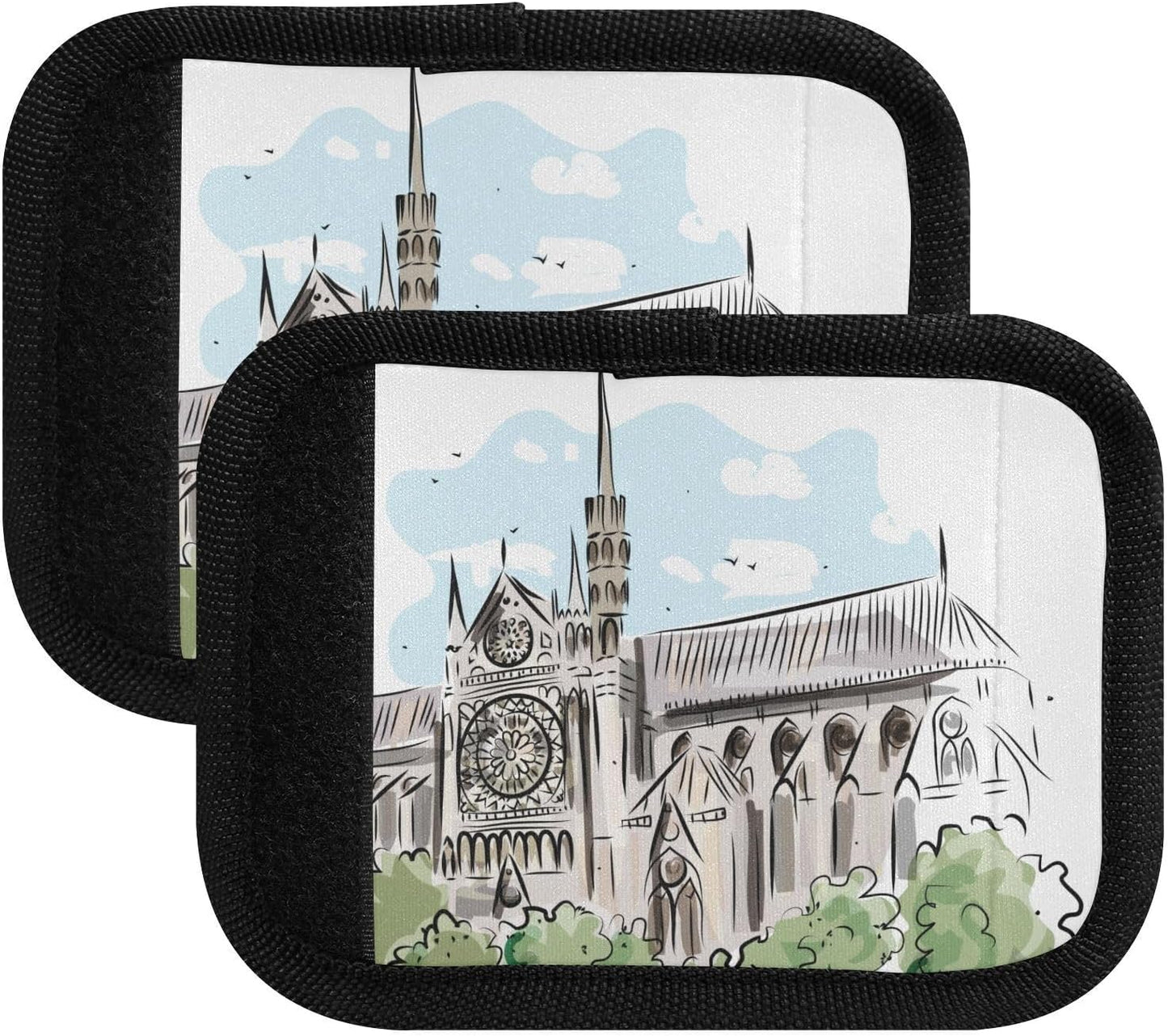 2 PC Luggage Handle Wrap Luggage Handle Covers Tags for Suitcase Bags Travel Luggage Handle Identifier Gripper Notre-Dame of Paris