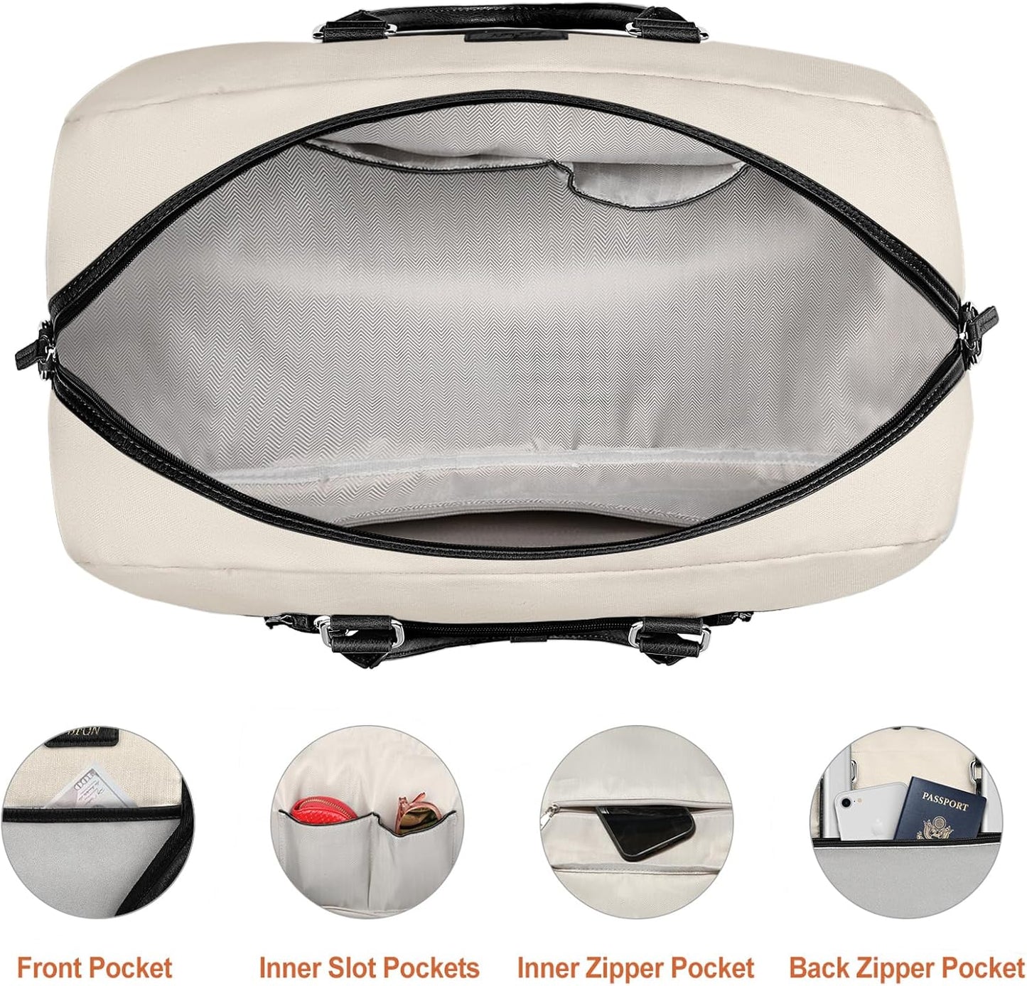 Weekender Bag for Women, Large Overnight Bag Canvas Travel Duffel Bag Carry On Tote with Shoe Compartment 21" 3Pcs Set