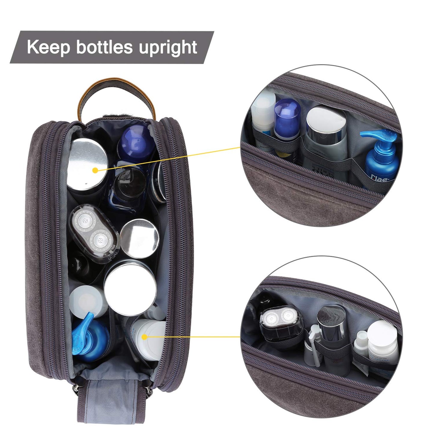 BAGSMART Toiletry Bag for Men, Canvas Travel Toiletry Organizer Dopp Kit Water-resistant Shaving