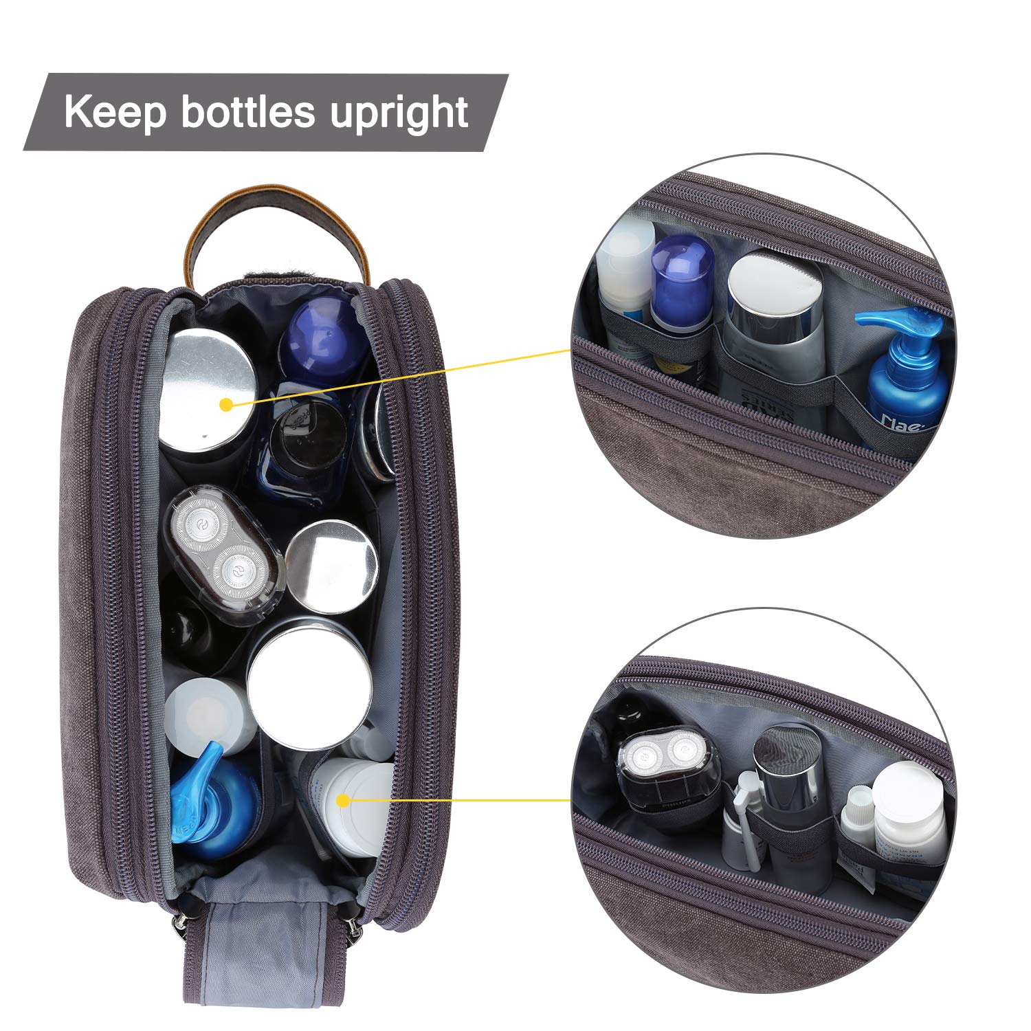 BAGSMART Toiletry Bag for Men, Canvas Travel Toiletry Organizer Dopp Kit Water-resistant Shaving
