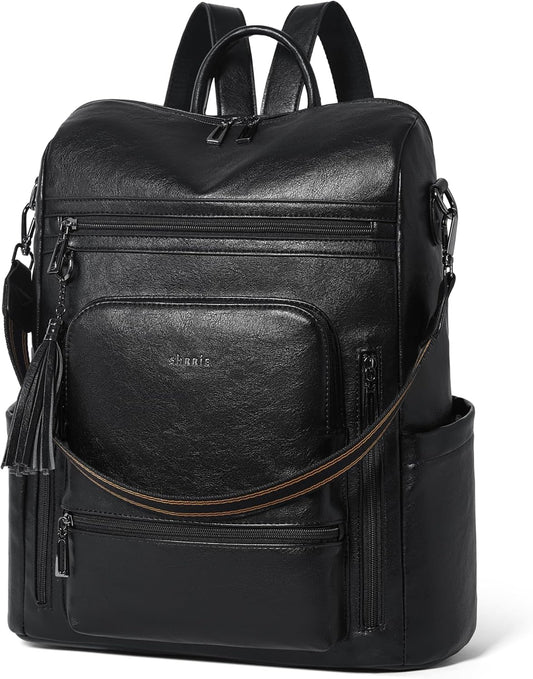 Shrrie Vegan Leather Laptop Backpack for Women 15.6 inch Work Backpack Fashion Travel Backpack Purse for Business College