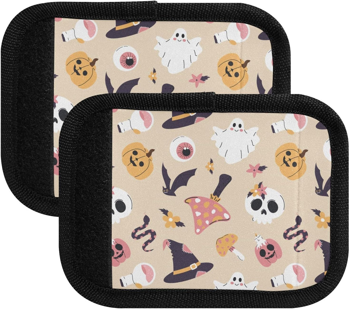 Halloween Pink Ghost Mushroom Pumpkin 4 Pack Luggage Handle Wraps Covers for Suitcase Identifiers Bag Tags Travel Accessories