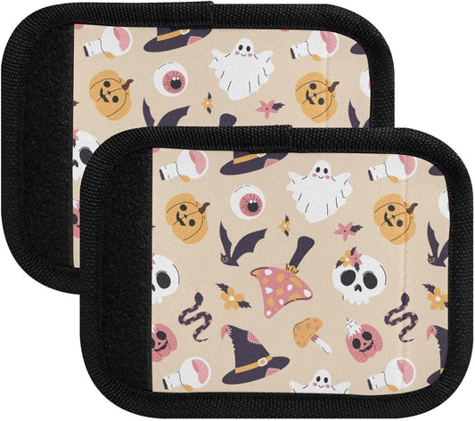 Halloween Pink Ghost Mushroom Pumpkin 4 Pack Luggage Handle Wraps Covers for Suitcase Identifiers Bag Tags Travel Accessories