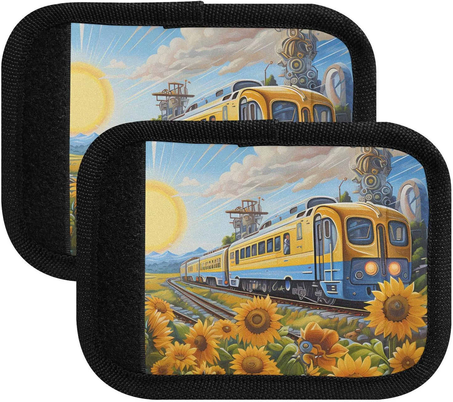 4Pcs Luggage Handle Wrap Suitcase Identifier Handle Covers Tags Soft Travel Bags Luggage Handle Gripper Accessories for Airplane Flying Train Sunflower