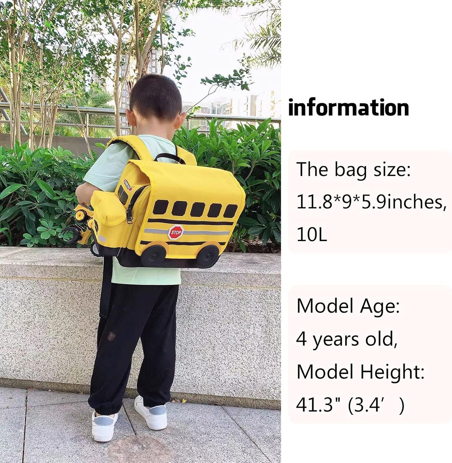 Kids Backpack for Boys Girls Preschool Bookbags 3D Cartoon Daycare Toddler Bags Medium Yellow