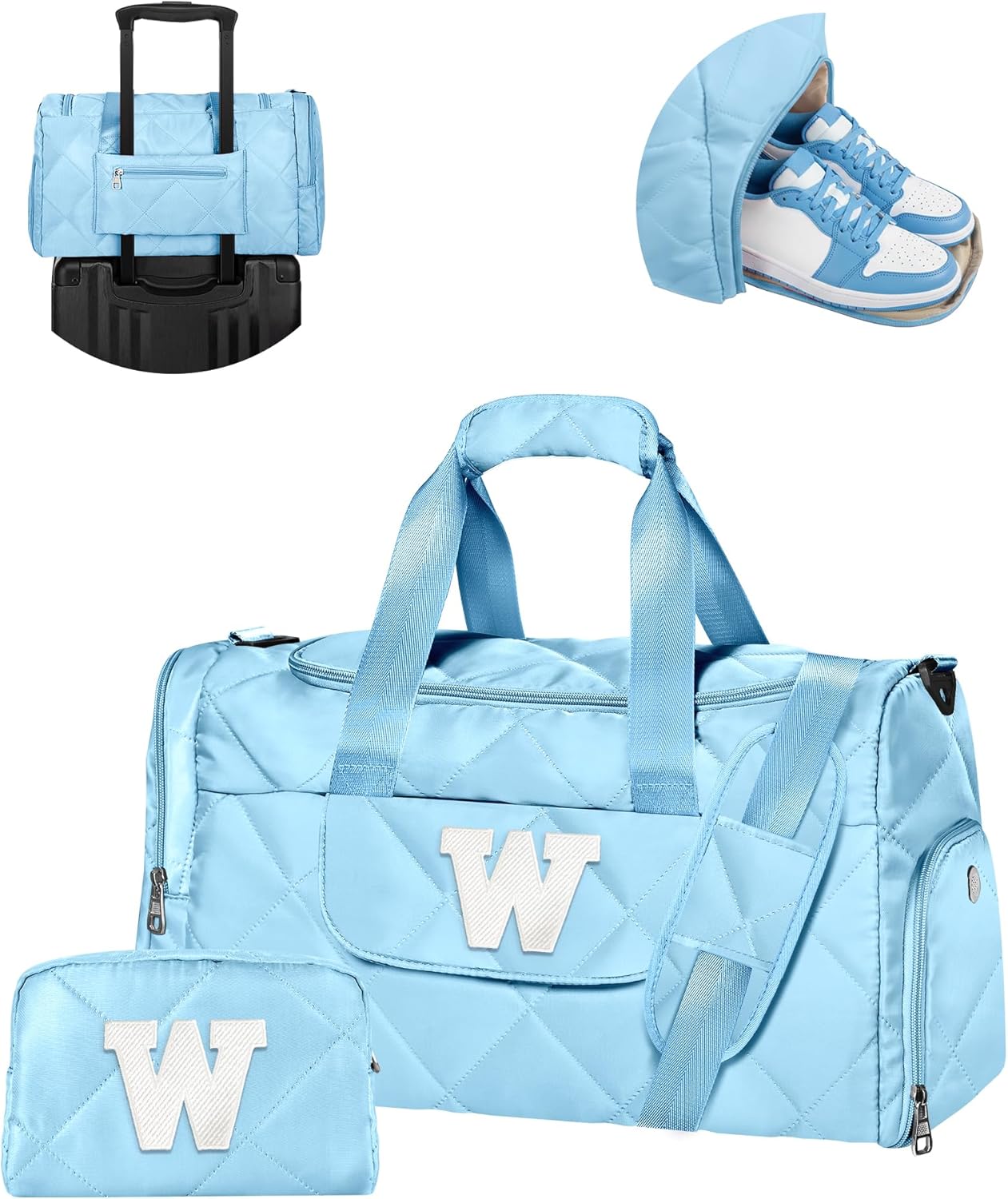 Gifts for Girls, Dance Bag with Letter, Personalized Gifts for Daughter, Granddaughter, Niece, Weekender Bag with Toiletry Bag, Girls Trip Gift Favors, Birthday Christmas Gift Idea