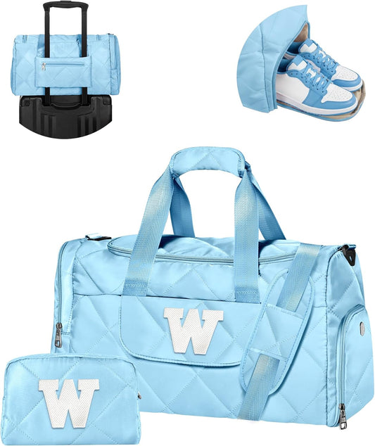 Gifts for Girls, Dance Bag with Letter, Personalized Gifts for Daughter, Granddaughter, Niece, Weekender Bag with Toiletry Bag, Girls Trip Gift Favors, Birthday Christmas Gift Idea