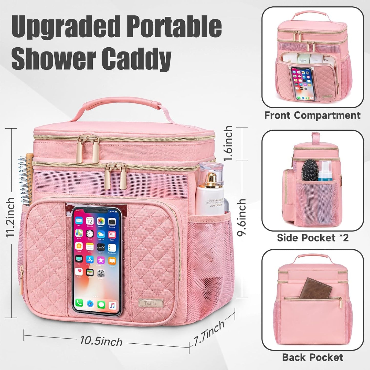 Large Toiletry Bag for Women Men,Bathroom Bag,Water Resistant Shower Bag,Makeup Bag,Portable Shower Caddy for College Dorm,Hanging Travel Toiletry Bag with Transparent Waterproof Phone Pocket