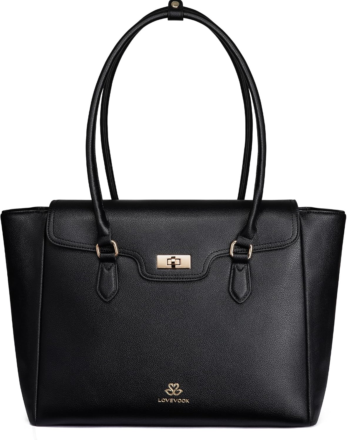 LOVEVOOK Laptop Bag for Women Soft Leather Work Bag, Office Shoulder Tote Purse with Flap Briefcase for Teacher Nurse