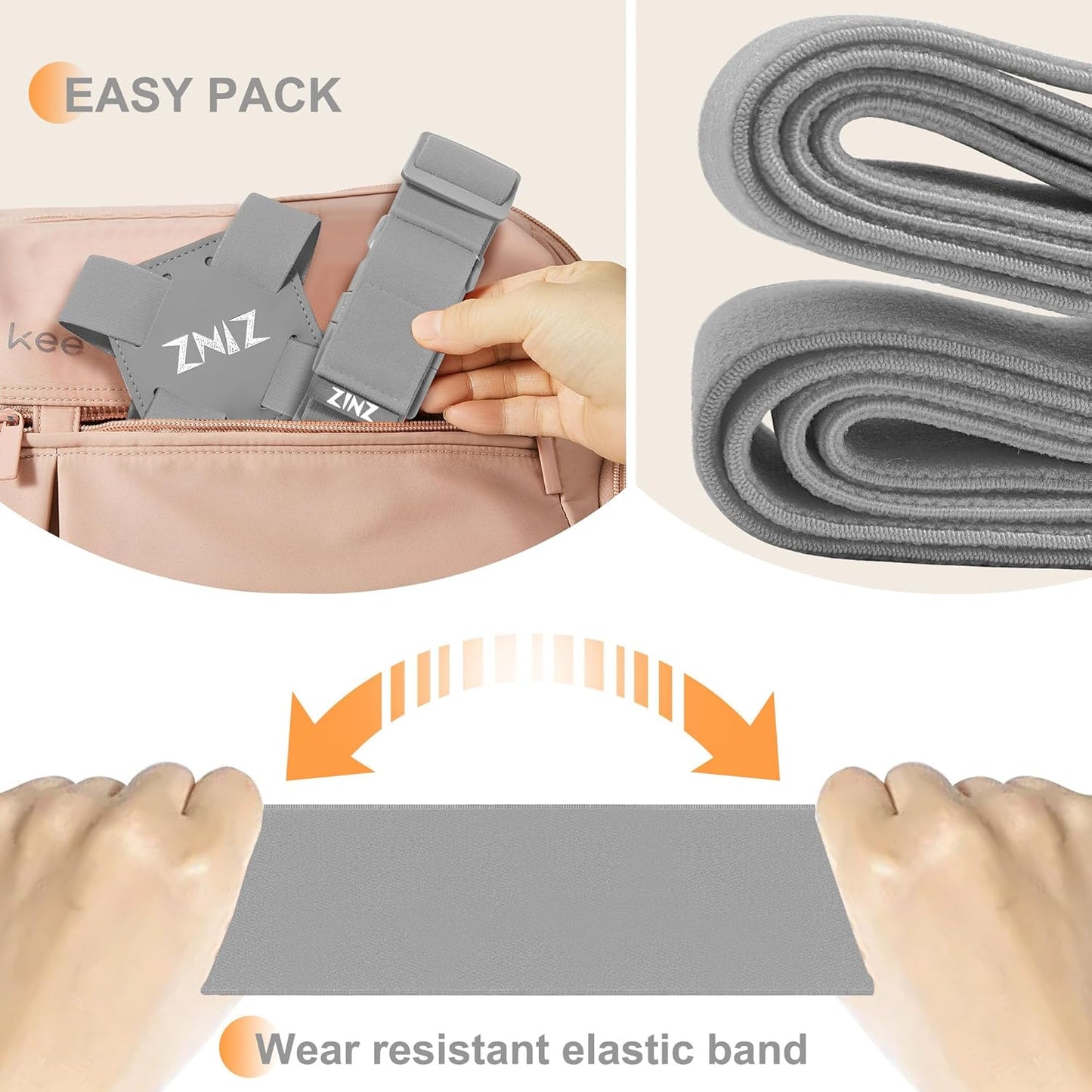 2-Pack High Elastic Luggage Strap Adjustable Travel Bag Belt Bungees for More Applications (Gray-Set)
