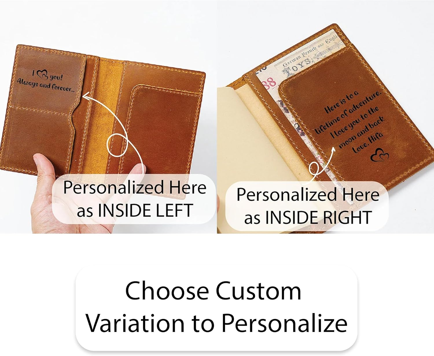 HIFA Leather Passport Holder, Handmade Passport Cover with Card and Ticket Slot - Genuine Leather