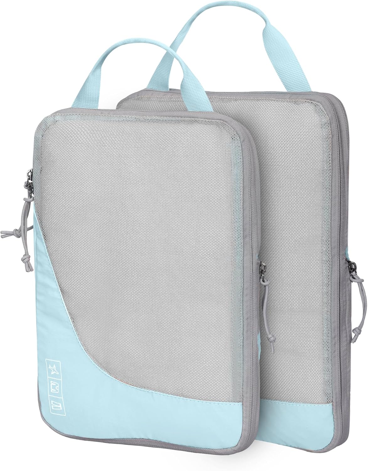 Hynes Eagle 6 Set/ 4 Set/ 2 Set Compression Packing Cubes Travel Essentials Lightweight Nylon Luggage Suitcase Organizer Bag Light Blue 2PCS