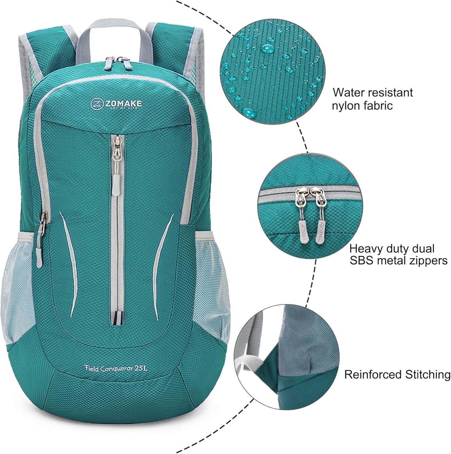 ZOMAKE Ultra Lightweight Packable Backpack 25L, Foldable Hiking Backpacks Water Resistant Small