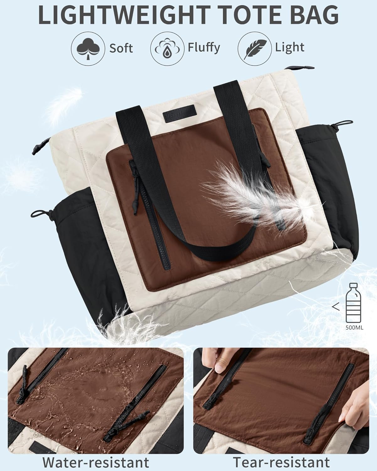 Puffer Tote Bag for Women, Lightweight Puffy Work Laptop Handbag Teacher Nurse Quilted Shoulder School Daily Travel Gym Bags