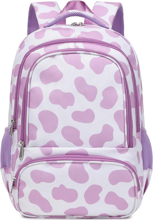 abshoo Lightweight Kids Backpack For Girls Kindergarten Elementary School Bookbag (Purple Cow Print)