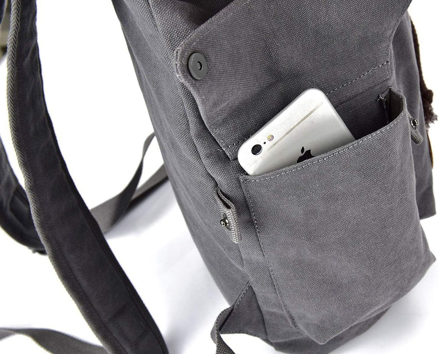 Canvas Backpack Vintage Backpack Grey Daypack for Men Women Laptop Travel Rucksack