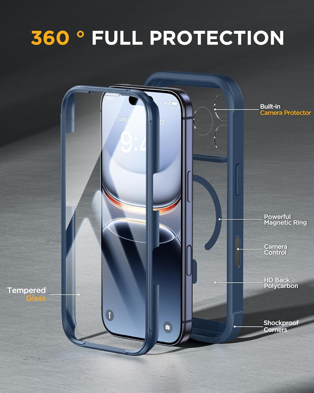 Miracase Magnetic for iPhone 17 Pro Case 6.3" [Compatible with MagSafe] Full-Body Phone Case with