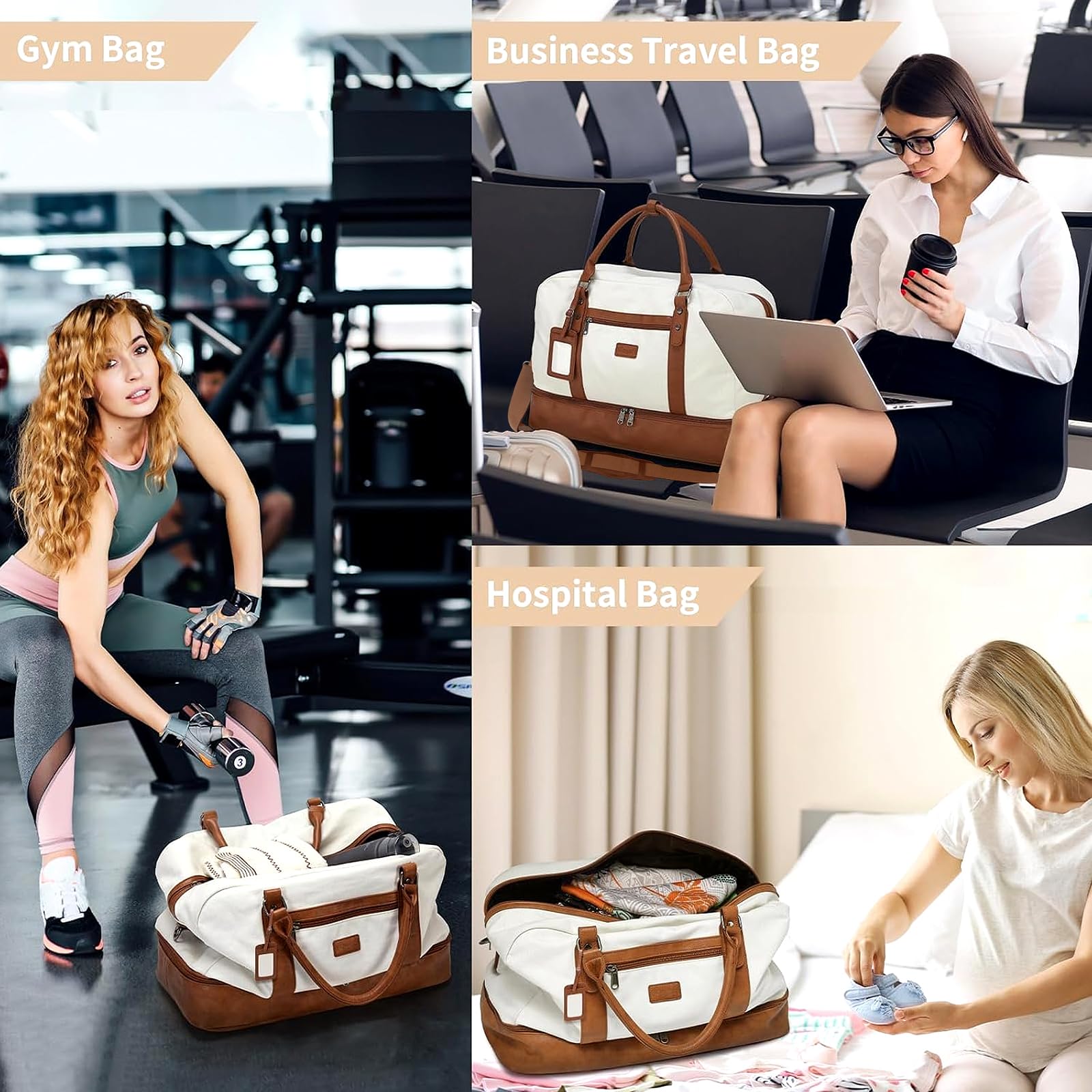 4PCS Weekender Bags for Women Large Overnight Weekend Travel Duffel Bags