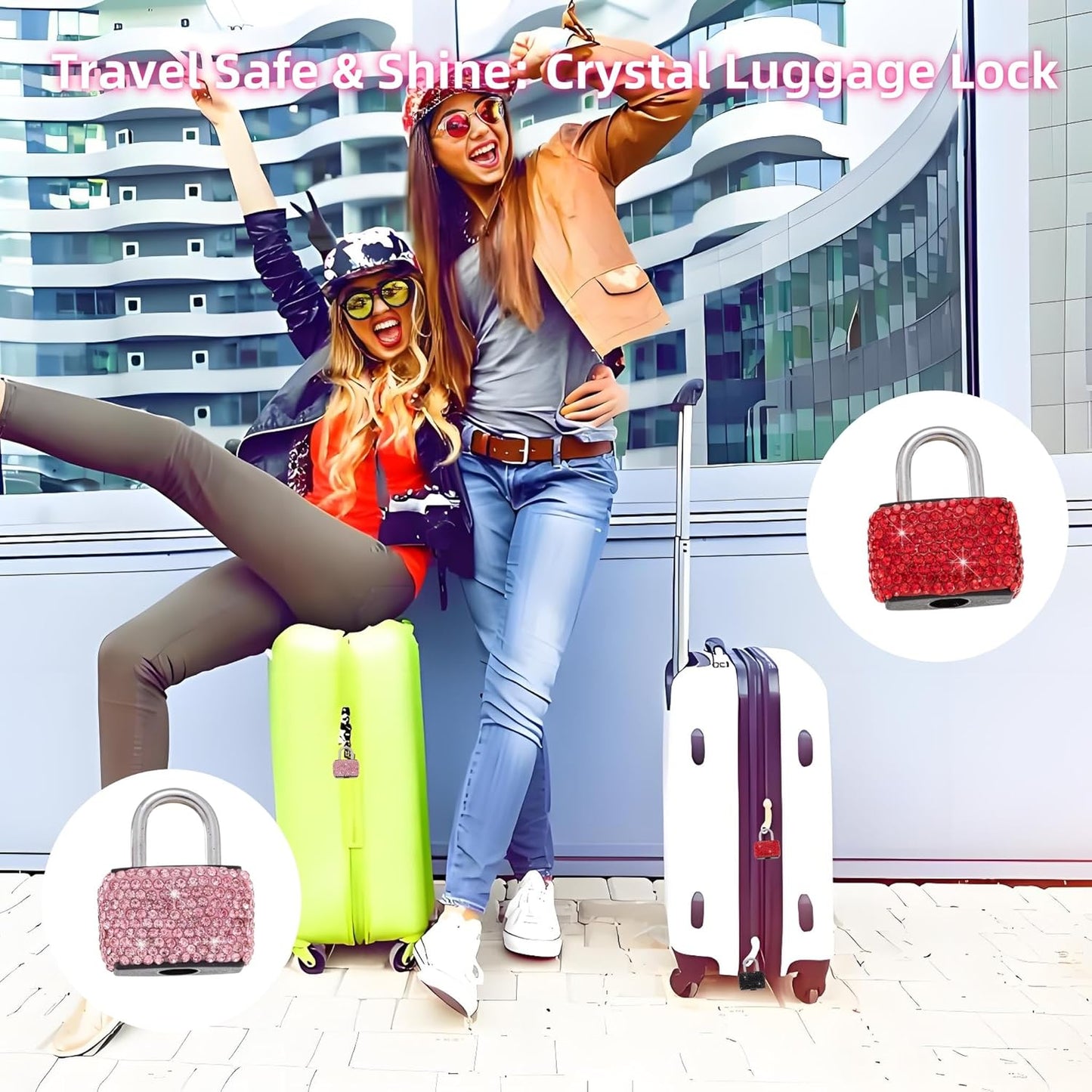 2 Pcs Small Locks with Keys Mini Luggage Locks Bling Padlock with Key Metal Lock for Locker Suitcase Bag(White+Black)
