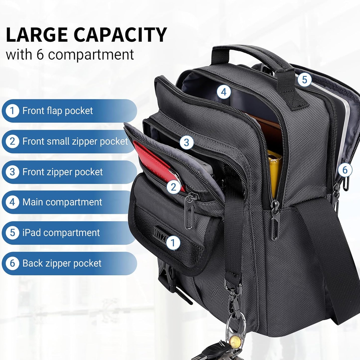 WITZMAN Crossbody Bags for Men Travel Shoulder Bag Lightweight Man Purse Small Casual Messenger Bag for Work Traveling