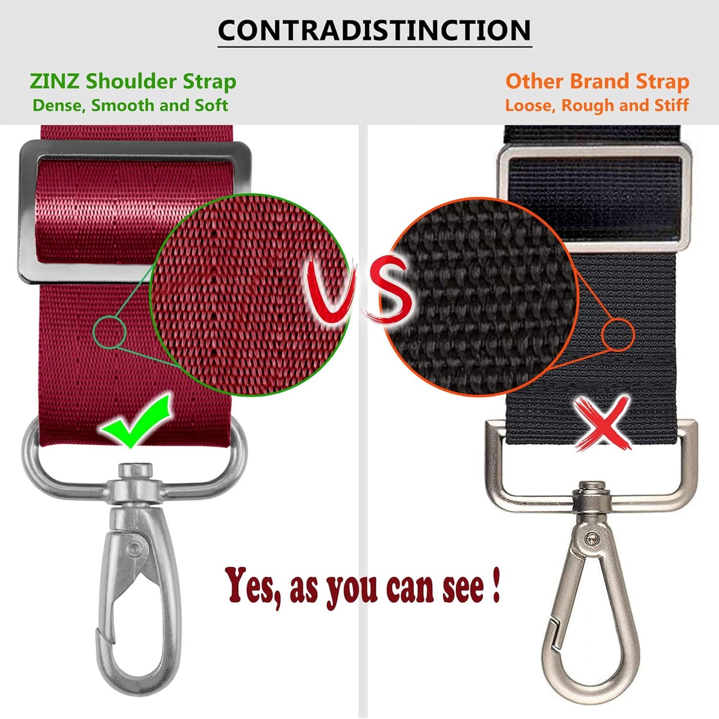 ZINZ Bag Shoulder Strap, Padded Adjustable Shoulder Strap Replacement