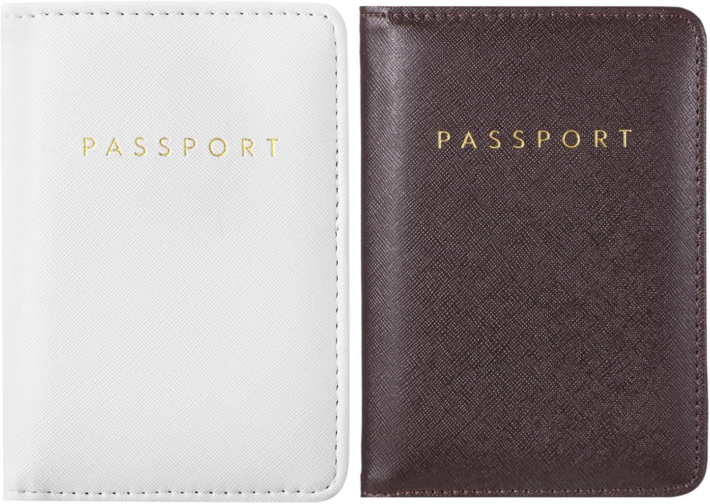 Frienda 2 Pieces Bridal Passport Covers Holder Waterproof Leather Holder Covers Travel Wallet Passport Case for Women and Men