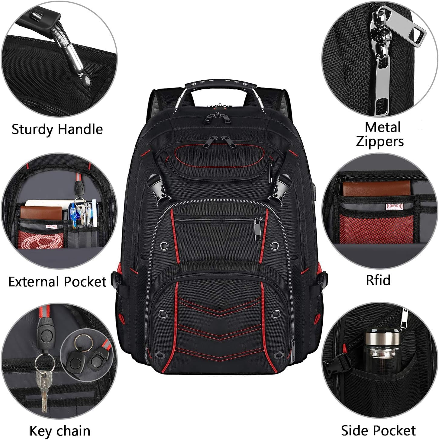 VECKUSON Large 18.4 Inch Laptop Backpack with USB Charger Port, TSA Friendly Flight Approved and