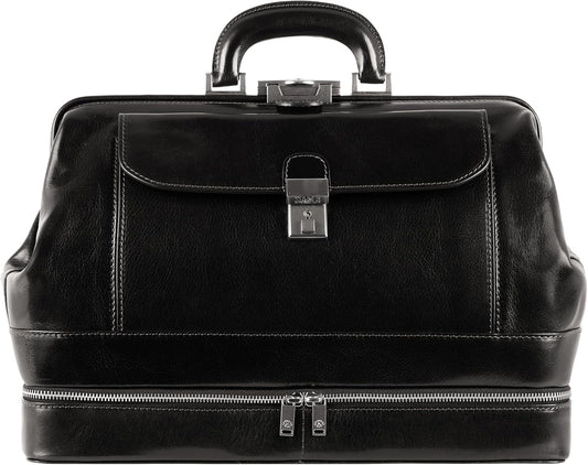 Time Resistance Leather Doctor Bag - Italian Handmade Medical Bag - Vintage Style Handbag - Real Leather Briefcase