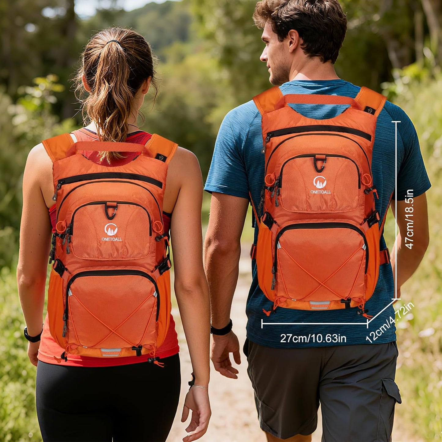Hydration Backpack 22L, Hiking Backpack with 2L Leakproof Bladder, Sewn-in Rain Cover, Insulated Compartment for Men & Women Running, Cycling, Camping