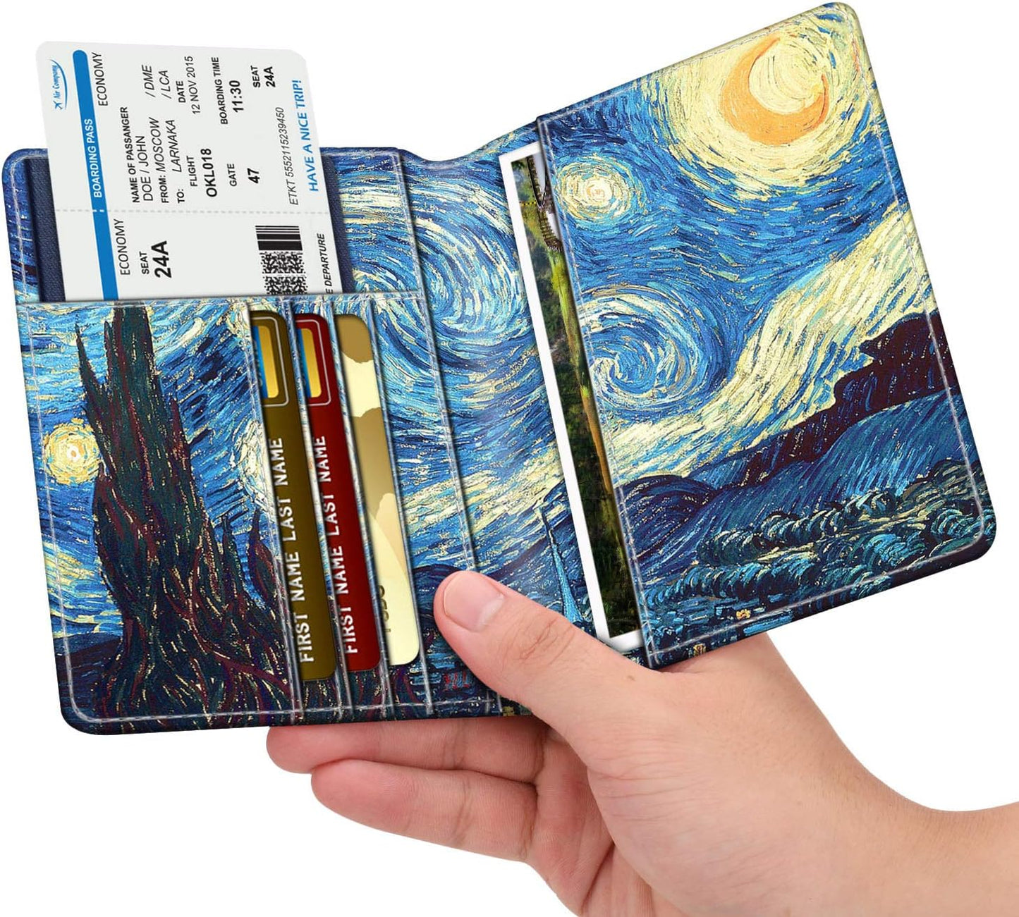 FINTIE Passport Holder, Slim Travel Wallet RFID Blocking Card Case Cover Passport Cover Protector Essentials with Credit Card Slots for Women/Men
