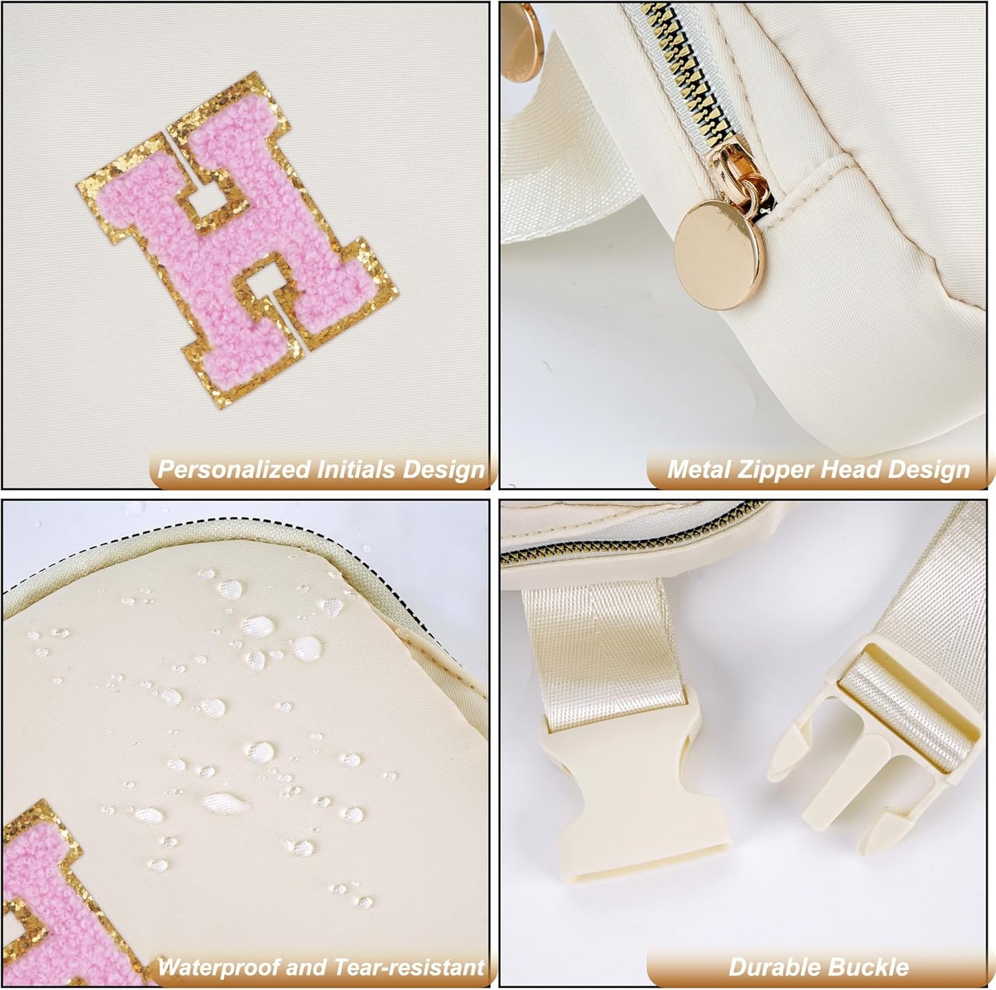 Monogrammed Gifts for Women - Fanny Pack & Crossbody Bag for Kids & Women, Trendy Everywhere Belt Bag | Cream