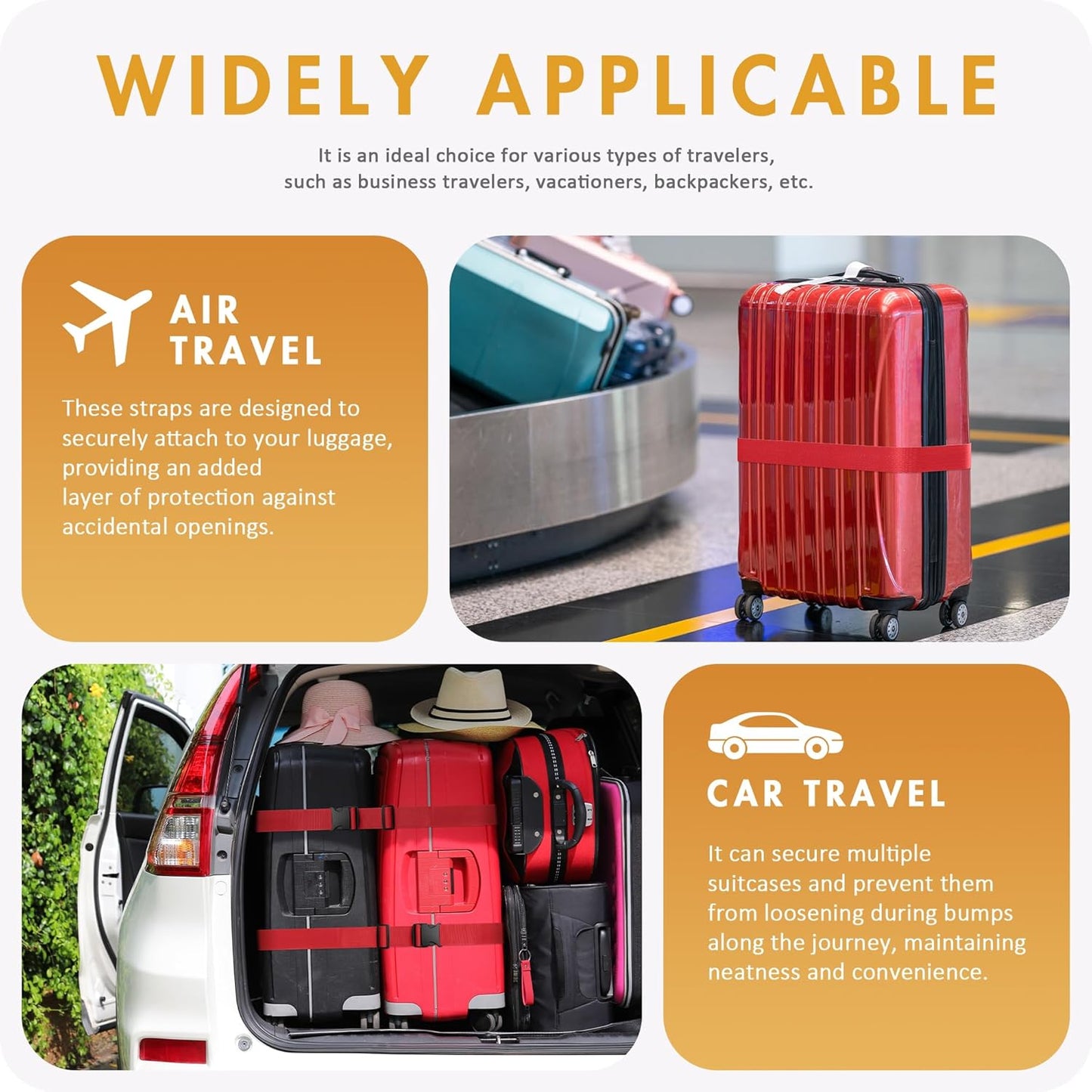 WVM 4 Pack Luggage Straps 79"