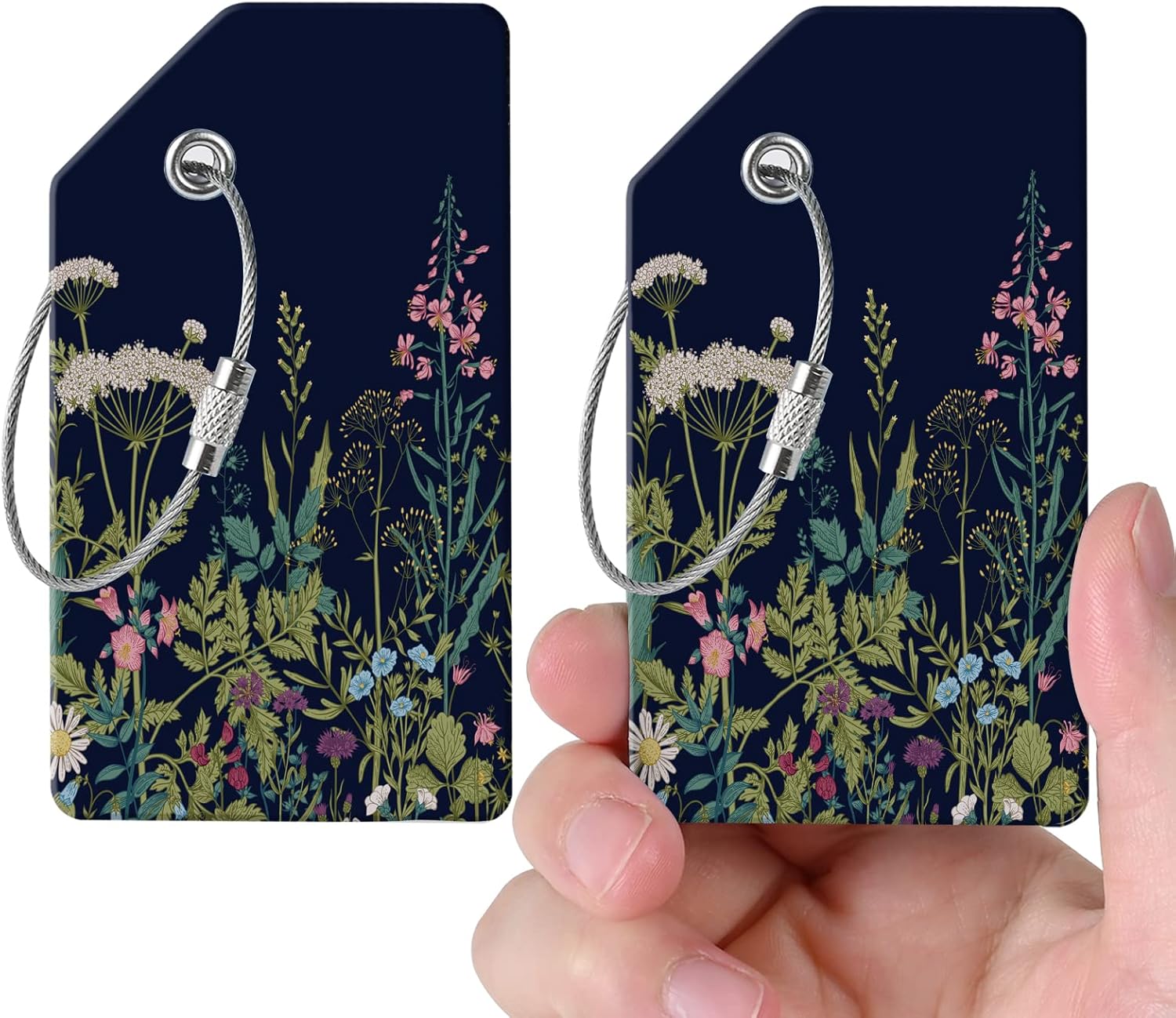 2 luggage tags, (1" smaller than traditional) perfect for quick luggage identification with